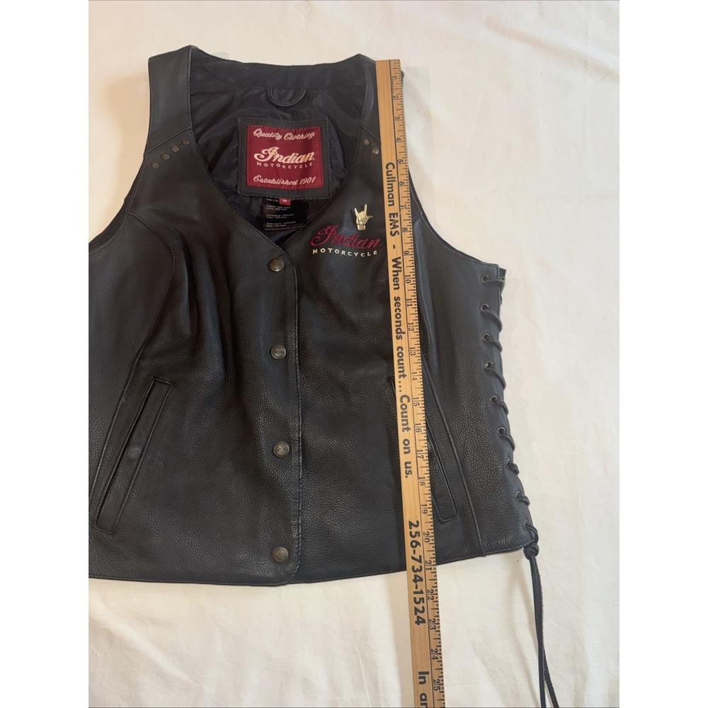 Indian Motorcycle Womens Charcoal Leather Vest 2 Riding Fringe Chief Size Medium - Picture 8 of 8